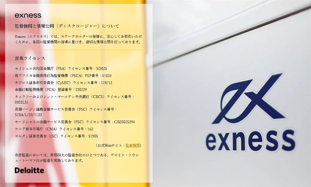 exnessの監査報告と営業ライセンス
